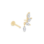 Yellow Gold Marquise Dangle Lab Grown Diamond Cluster Stud