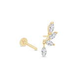 Yellow Gold Marquise Dangle Lab Grown Diamond Cluster Stud
