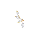 Yellow Gold Marquise Dangle Lab Grown Diamond Cluster Stud