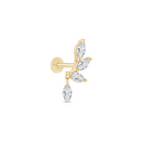 Yellow Gold Marquise Dangle Lab Grown Diamond Cluster Stud