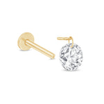 Yellow Gold Floating Lab Grown Diamond Drop Flat Back Earring