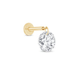 Yellow Gold Floating Lab Grown Diamond Drop Flat Back Earring