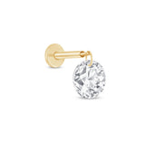 Yellow Gold Floating Lab Grown Diamond Drop Flat Back Earring