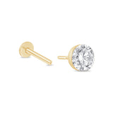 Yellow Gold Round Lab Grown Diamond Flat Back Earring