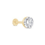 Yellow Gold Round Lab Grown Diamond Flat Back Earring