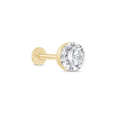 Yellow Gold Round Lab Grown Diamond Flat Back Earring