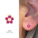 Ruby Flower Flat Back Stud