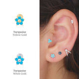 Turquoise Flower Flat Back Stud