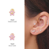 Pink Opal Flower Flat Back Stud