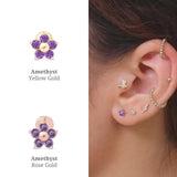 Amethyst Flower Flat Back Stud