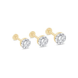 Yellow Gold Round Lab Grown Diamond Flat Back Earring