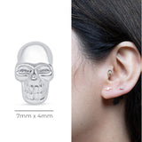 Minimalist Skull Flat Back Stud in Solid 14k White Gold