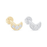 Cubic Zirconia Studded Crescent Moon Flat Back Stud