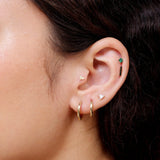 a close up of a person wearing a pair of ear piercings