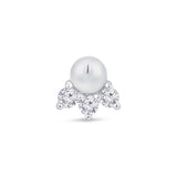 Solid 14k White Gold Triple CZ Beaded Stud