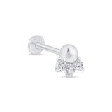 Solid 14k White Gold Triple CZ Beaded Stud