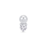 Beaded CZ Drop Stud Earring in 14k White Gold