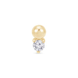 Beaded CZ Drop Stud Earring in 14k Yellow Gold