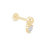 Beaded CZ Drop Stud Earring in 14k Yellow Gold