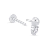 Beaded CZ Drop Stud Earring in 14k White Gold
