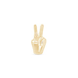 Solid 14k Yellow Gold Peace Sign Flat Back Stud Earring