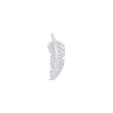 Solid 14k White Gold Feather Flat Back Stud Earring