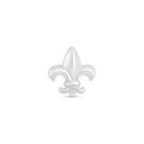 Solid 14k White Gold Fleur-de-Lis Flat Back Stud Earring