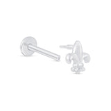 Solid 14k White Gold Fleur-de-Lis Flat Back Stud Earring