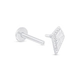 Solid 14k White Gold Triangle Flat Back Stud Earring