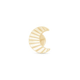 Solid 14k Yellow Gold Crescent Moon Flat Back Stud Earring