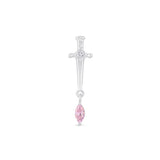 Solid 14k White Gold Pink Marquise Dagger Earring