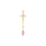Solid 14k Yellow Gold Pink Marquise Dagger Earring