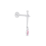 Solid 14k White Gold Pink Marquise Dagger Earring