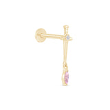 Solid 14k Yellow Gold Pink Marquise Dagger Earring