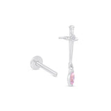 Solid 14k White Gold Pink Marquise Dagger Earring