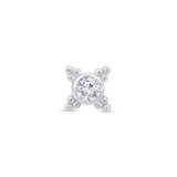 Solid 14k White Gold CZ Beaded Stud Earring