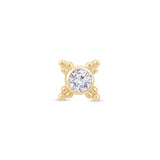 Solid 14k Yellow Gold CZ Beaded Stud Earring