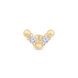 Solid 14k Yellow Gold Chevron CZ Stud Earring