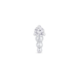 Solid 14k White Gold Round CZ Beaded Earring