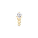 Solid 14k Yellow Gold Round CZ Beaded Earring