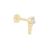 Solid 14k Yellow Gold Round CZ Beaded Earring