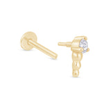 Solid 14k Yellow Gold Round CZ Beaded Earring