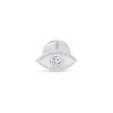 Solid 14k White Gold Evil Eye Stud Earring