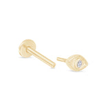Solid 14k Yellow Gold Evil Eye Stud Earring