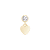 Solid 14k Yellow Gold CZ Heart Drop Stud Earring