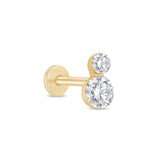 Yellow Gold Double Lab Grown Diamond Flat Back Earring