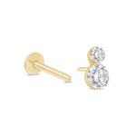 Yellow Gold Double Lab Grown Diamond Flat Back Earring