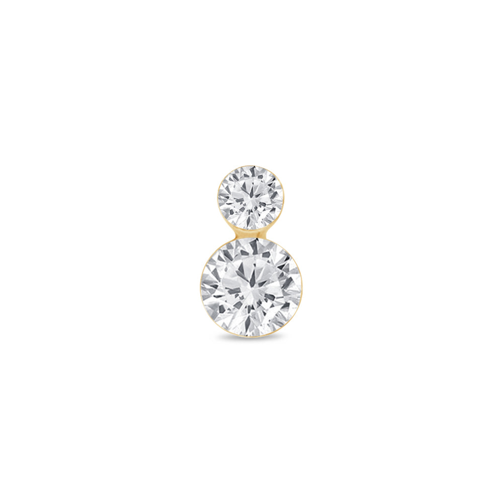 Yellow Gold Double Lab Grown Diamond Flat Back Earring