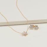 Diamond Flower Earrings with Gold Bezel