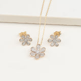 Diamond Flower Earrings with Gold Bezel